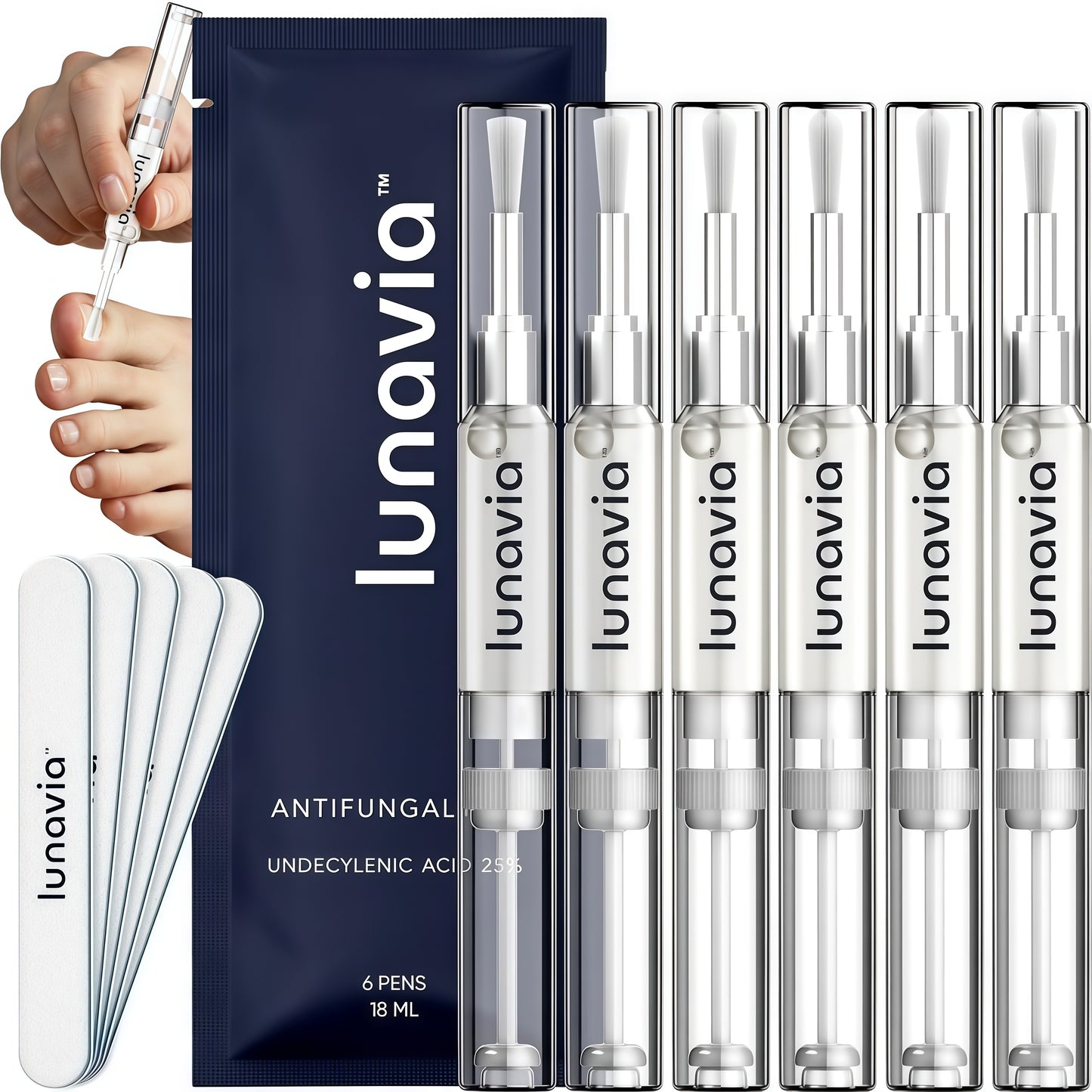 lunavia™ Antifungal Pen | Cures Most Athlete's Foot, Jock Itch, and Ringworm | 25% Undecylenic Acid with added Tea Tree, Jojoba, Clove Bud Oils & Aloe