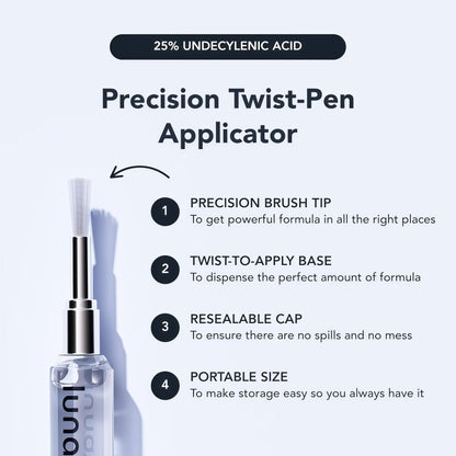 lunavia™ Antifungal Pen | Cures Most Athlete's Foot, Jock Itch, and Ringworm | 25% Undecylenic Acid with added Tea Tree, Jojoba, Clove Bud Oils & Aloe
